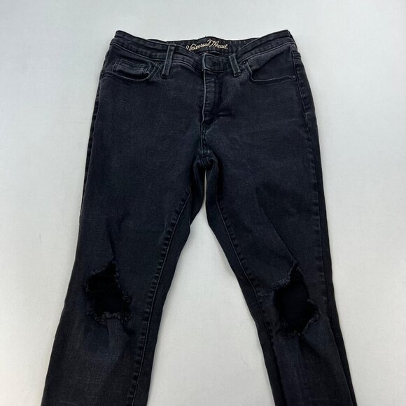 Universal Thread Distressed Skinny Jeans Womens Size 8/29 Faded Black Raw Hem - Picture 2 of 9